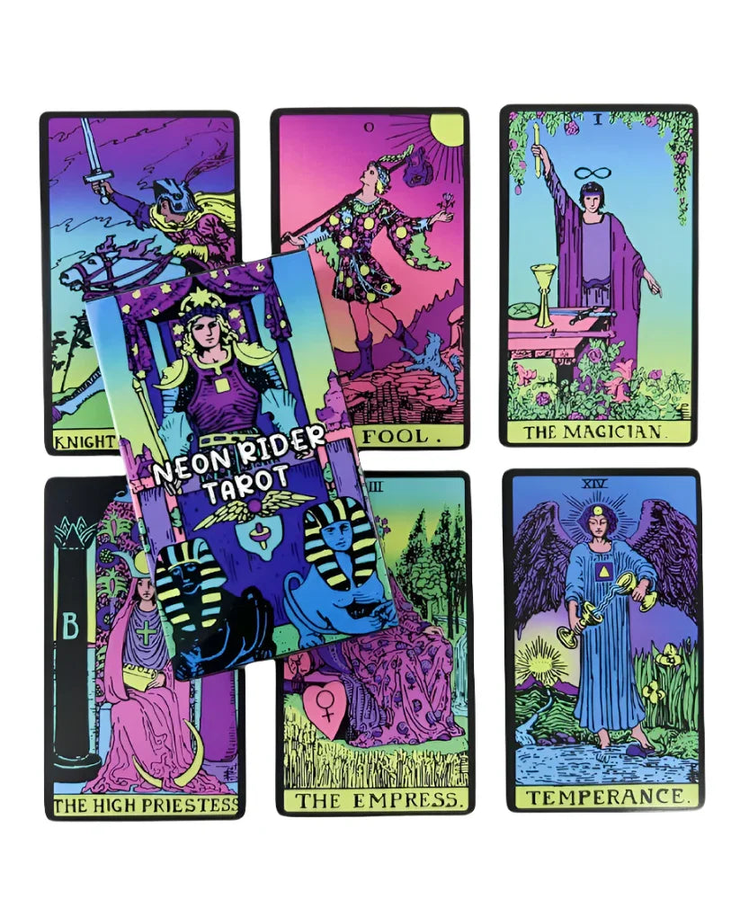 Neon Rider Waite Tarot Deck - 78 cards (PDF Guidebook) - Agatha Herbs