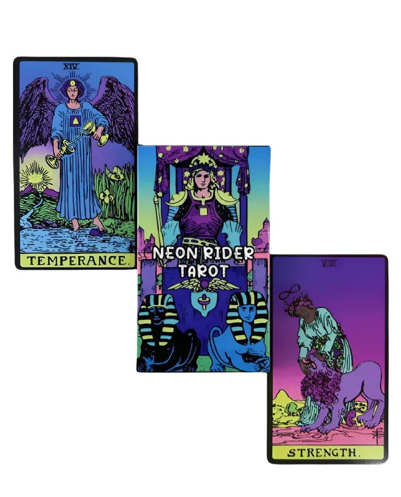 Neon Rider Waite Tarot Deck - 78 cards (PDF Guidebook) - Agatha Herbs