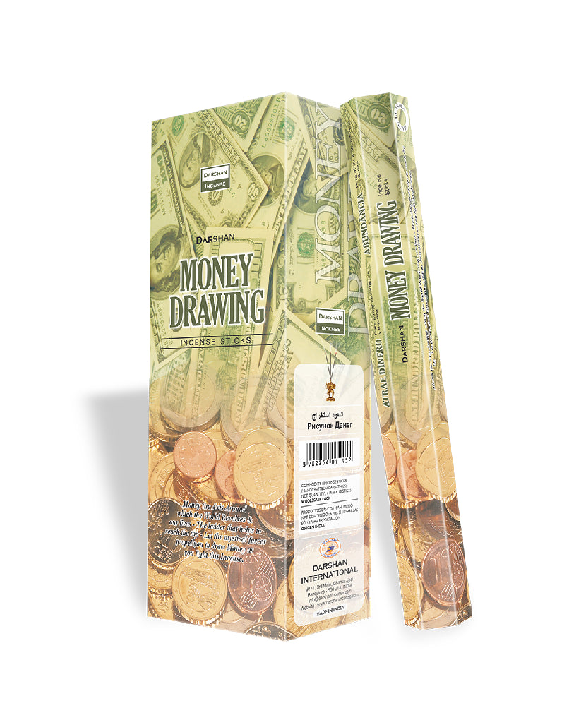 Product packaging with money-themed design on a white background