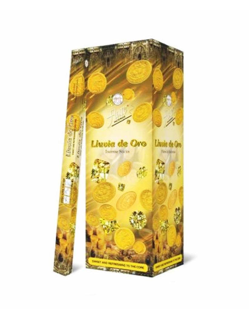 Two boxes of Livio de Oro incense sticks on a white background