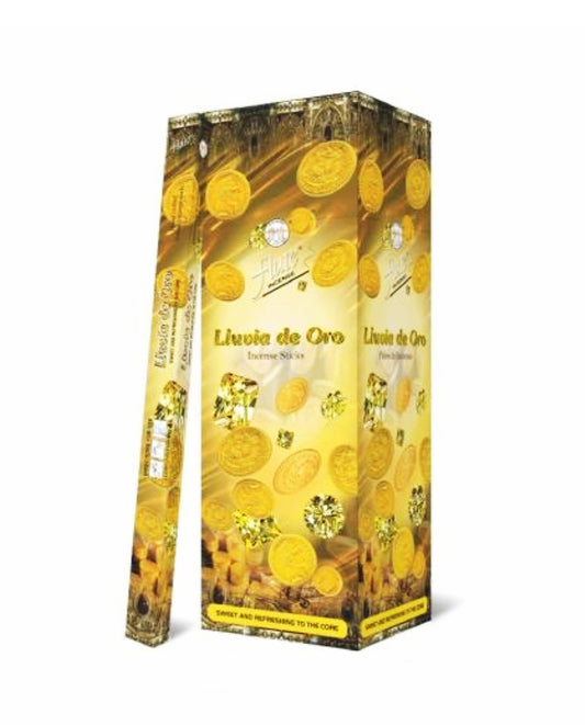 Two boxes of Livio de Oro incense sticks on a white background