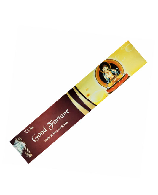 Incense stick packaging with 'Good Fortune' text on a white background