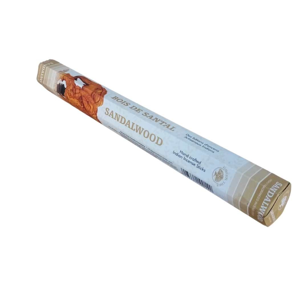 Sandalwood incense stick packaging on a white background