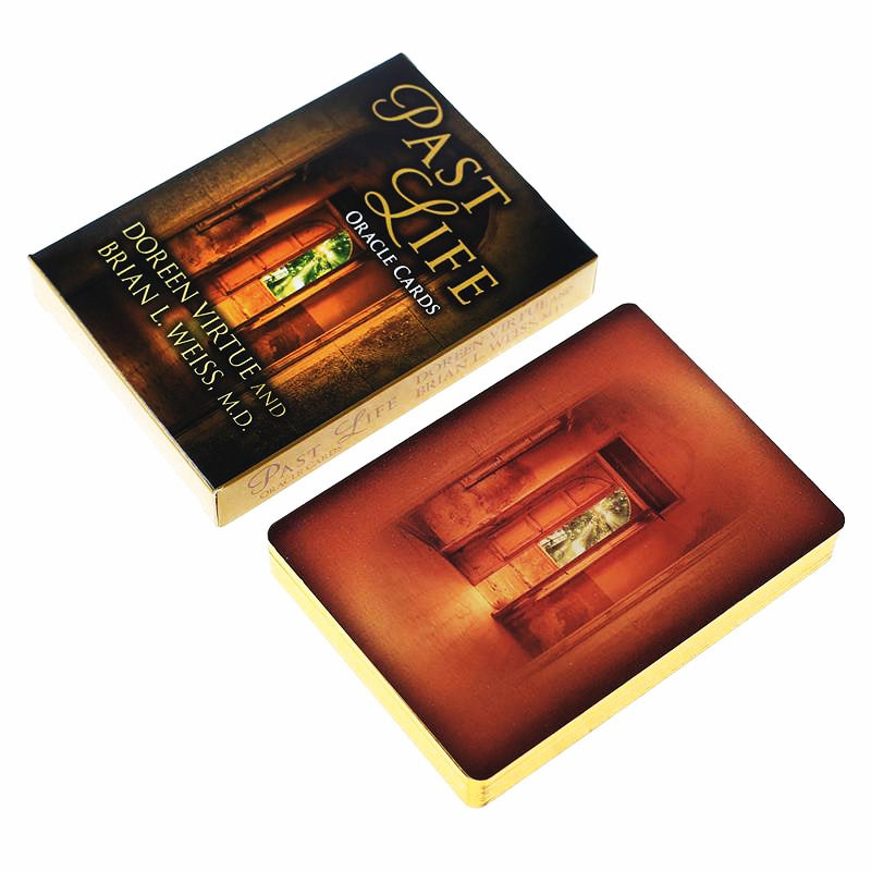 Past Life Oracle Cards packaging with a white background