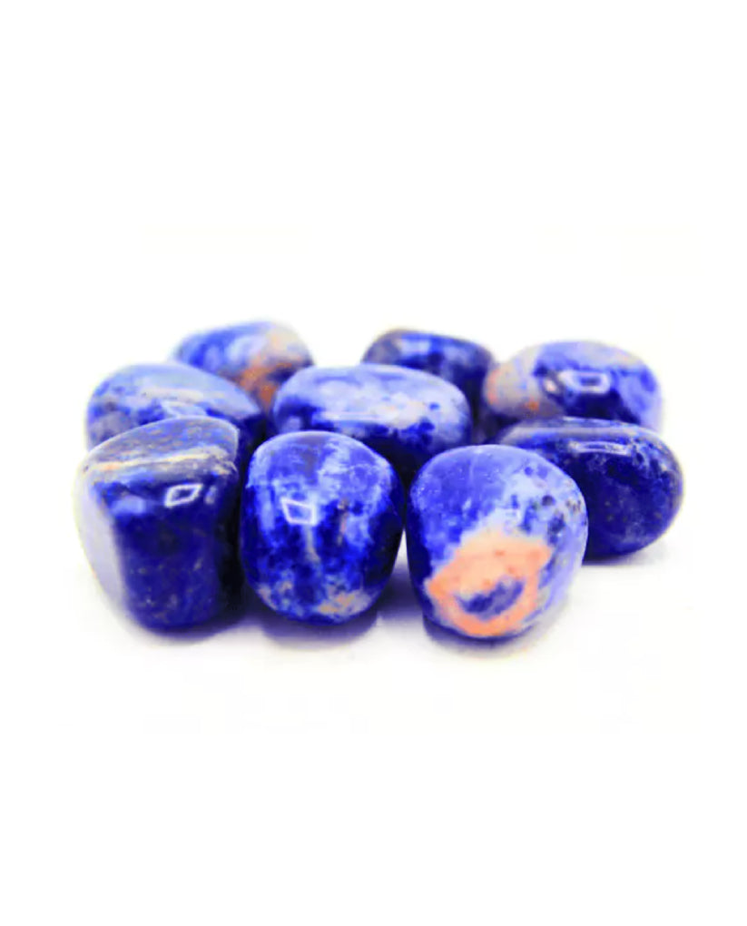 Blue and white striped beads on a white background