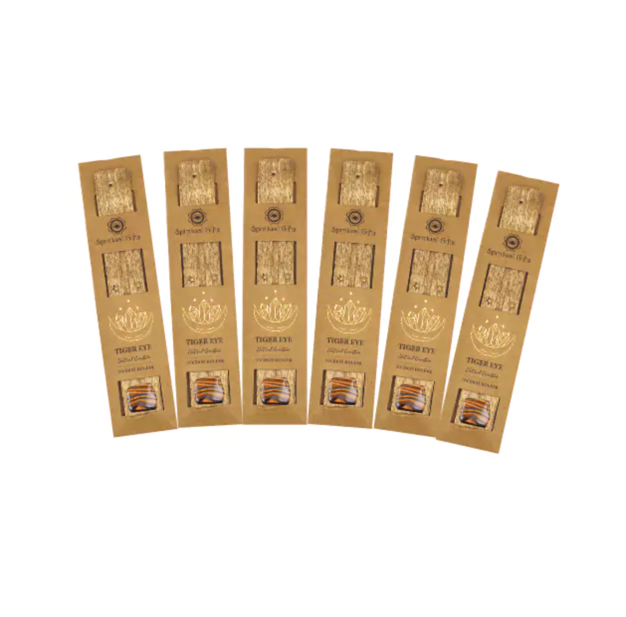 Set of six incense sticks packages on a white background