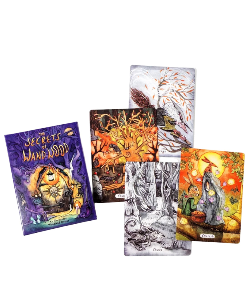 Collection of tarot cards with colorful artwork on a white background